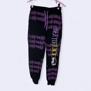 Beetlejuice Tie Dye Jogger Sweatpants Black Purple Graphic XS